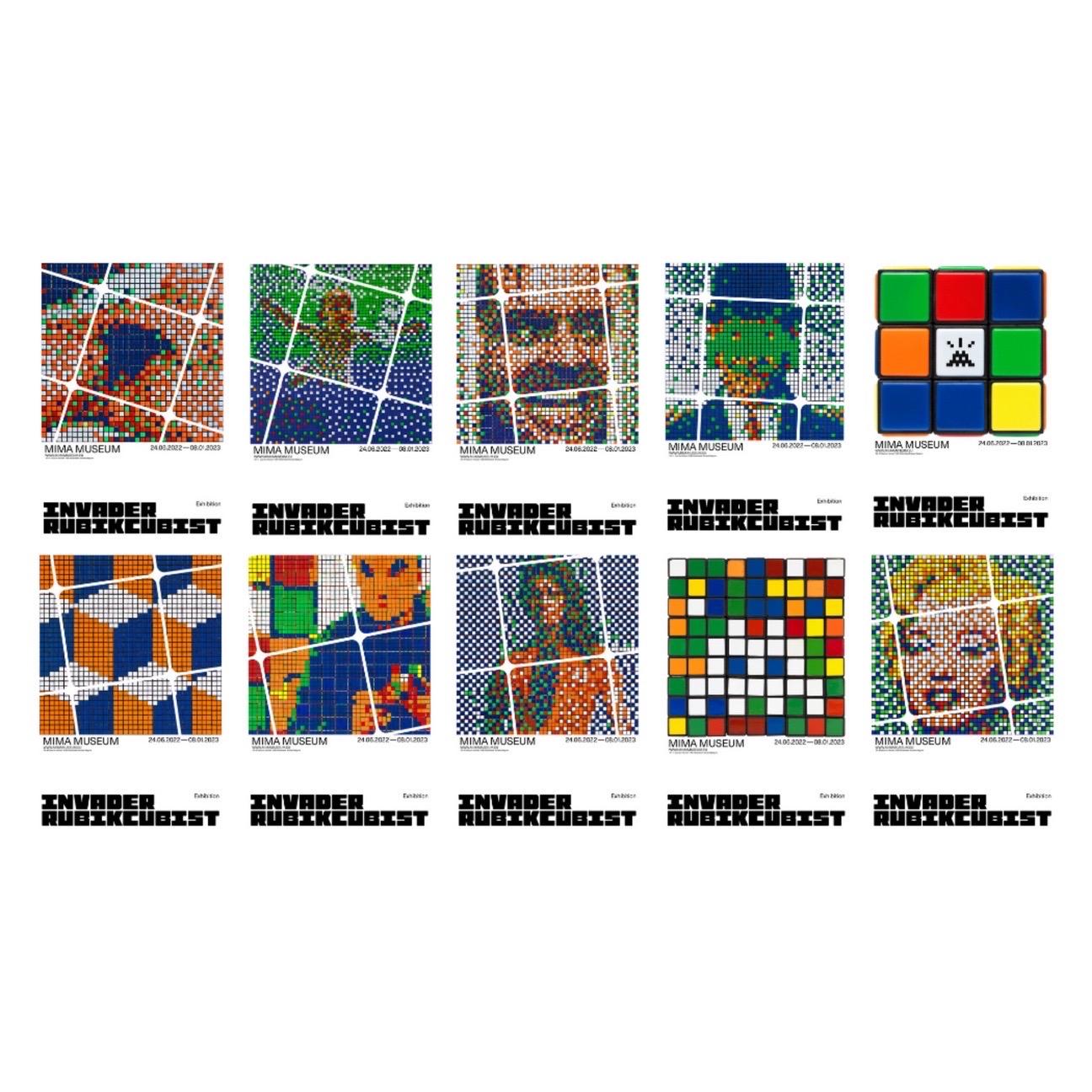 Invader, Rubikubist Print set, 2022

Exclusive set of 10 posters featuring some of Invaders’s most famous pieces on display at the Mima Museum. Printed on Acrtic Volume Silk 130. Gr fine art paper

40.6 x 61 cm ( 26 x 24 in) 

Comes with gallery