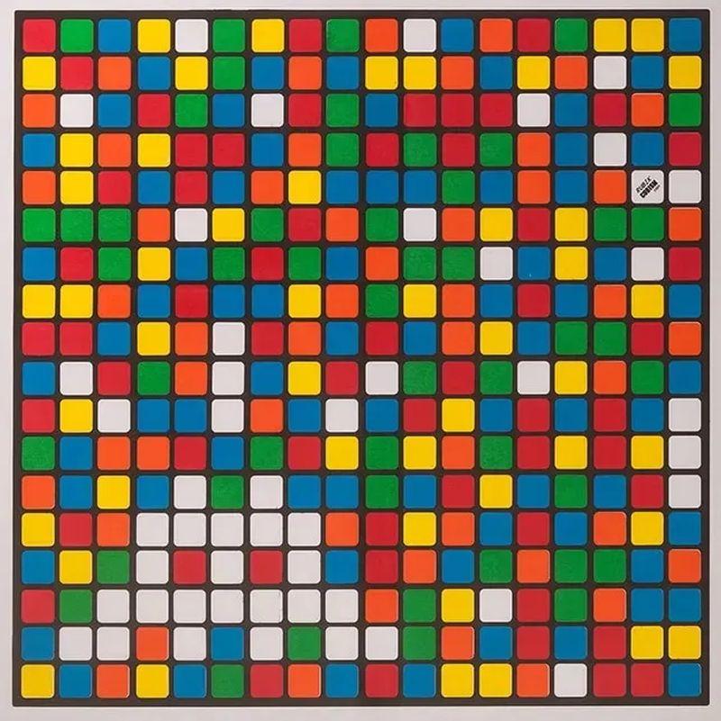 Rubik Albino 

By Invader

Invader is a French street artist who's known for creating pixelated mosaic artworks inspired by retro video games, which he installs in cities around the world.

2006

Screen print on paper

19 1/2 x 19 1/2 in

49.5 x