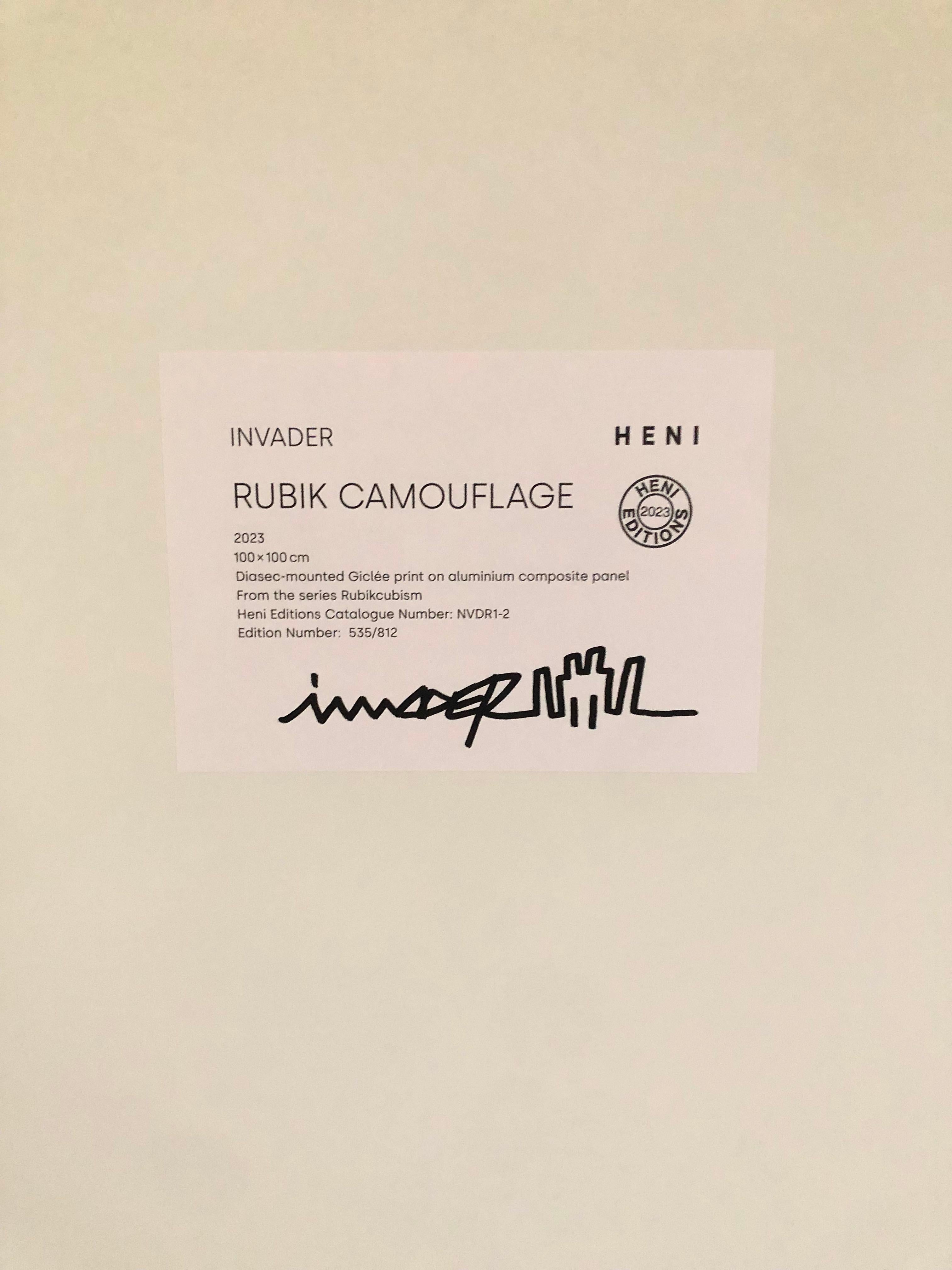 Rubik Camouflage -  Street Art, Limited Edition - Black Abstract Print by Invader