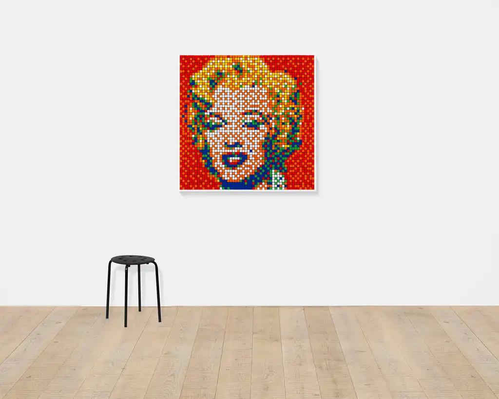 Invader
Rubik Shot Red Marilyn
Hand signed and numbered by Invader
100 cm x 100 cm
Limited Edition of 774
Diasec-mounted Giclee on aluminium composite panel, weighing 13.5kg