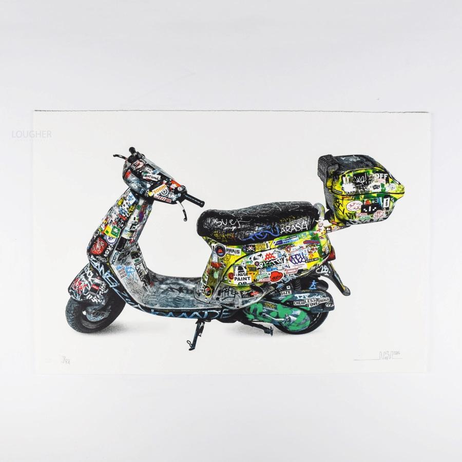 Scooter  Impression signée Invader Street Art en édition limitée, colorée