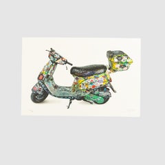 Scooter  Invader Street Art Limited Edition Signed Print, Colourful