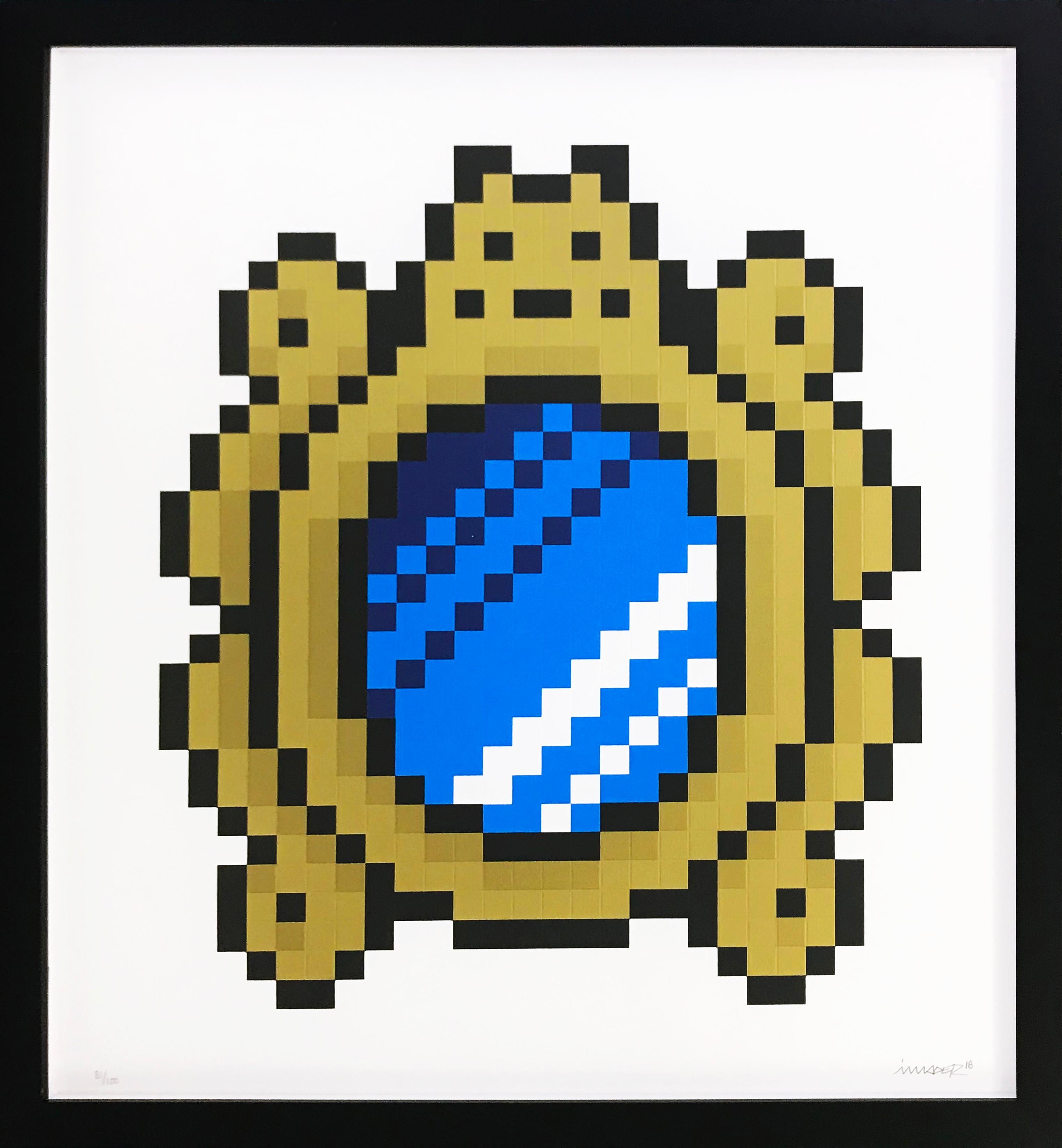 Invader Figurative Print - VERSAILLES MIRROR (BLUE)