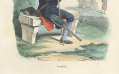 Invalides Veteran of the Imperial Guard, Hand-Colored Military Print, 1843