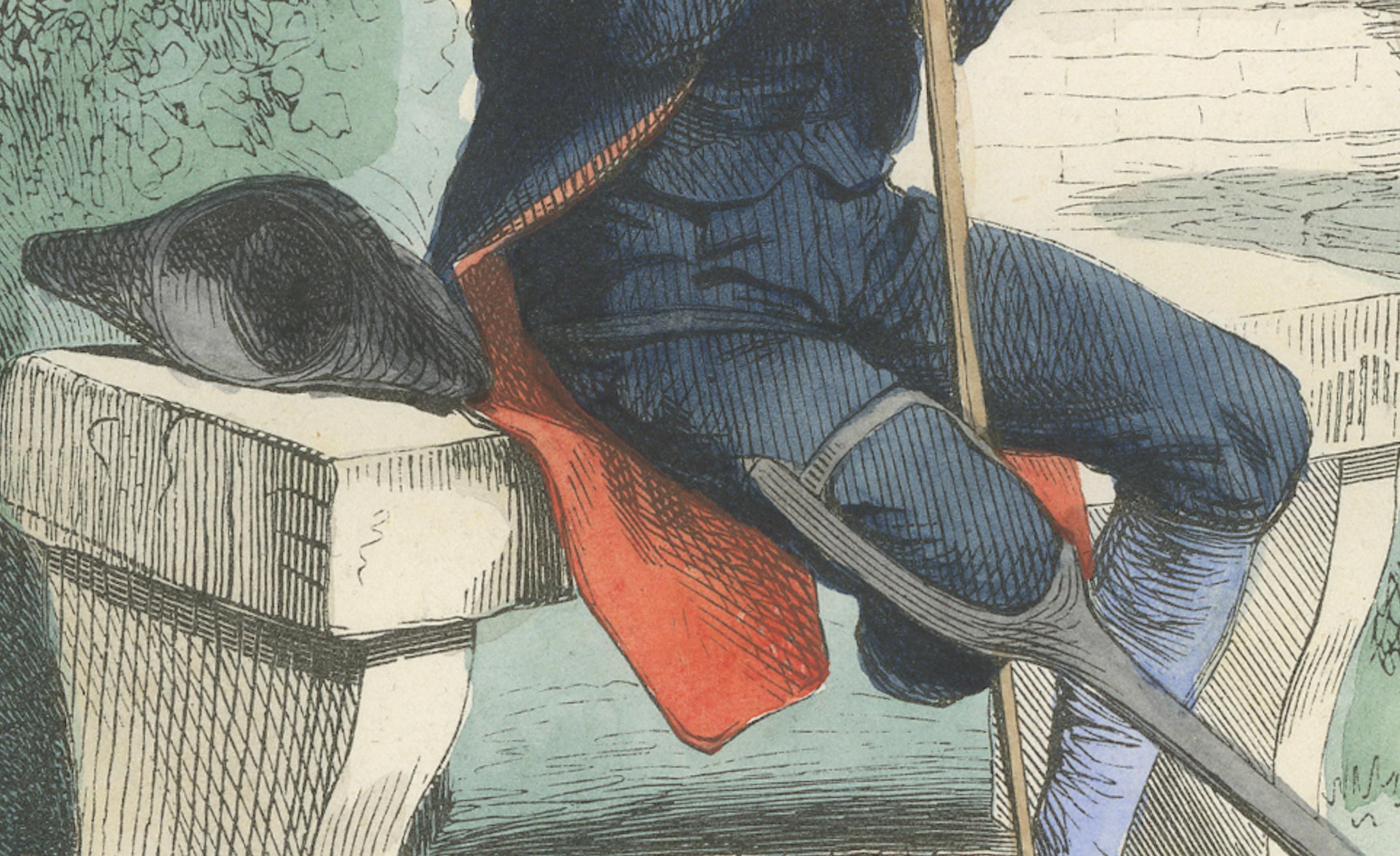 Invalides Veteran of the Imperial Guard, Hand-Colored Military Print, 1843