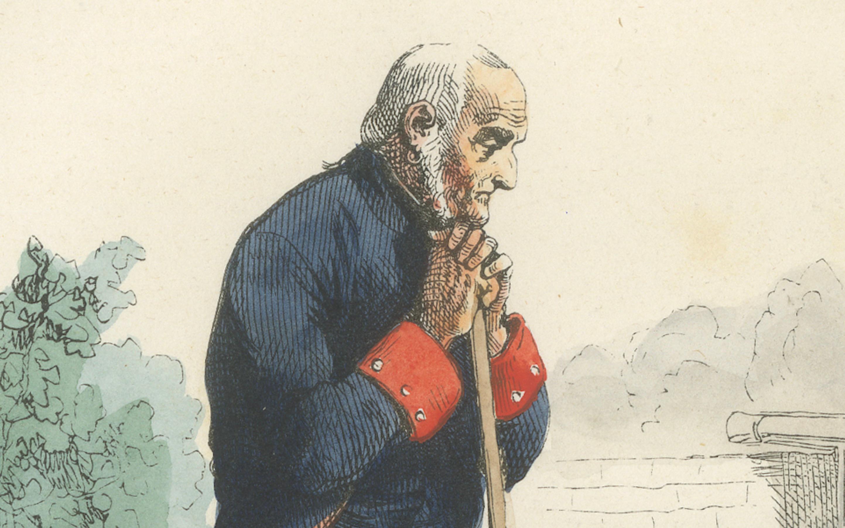 Invalides Veteran of the Imperial Guard, Hand-Colored Military Print, 1843