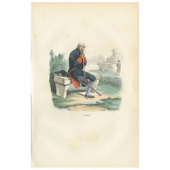 Invalides Veteran of the Imperial Guard, Hand-Colored Military Print, 1843