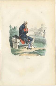 Invalides Veteran of the Imperial Guard, Hand-Colored Military Print, 1843