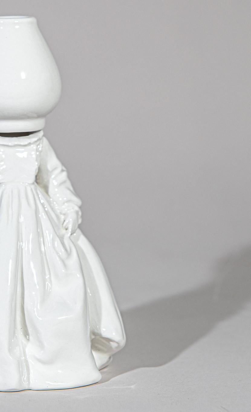 Baroque White ceramic figurine sculpture by Andrea Salvatori Italy Contemporary Unique For Sale
