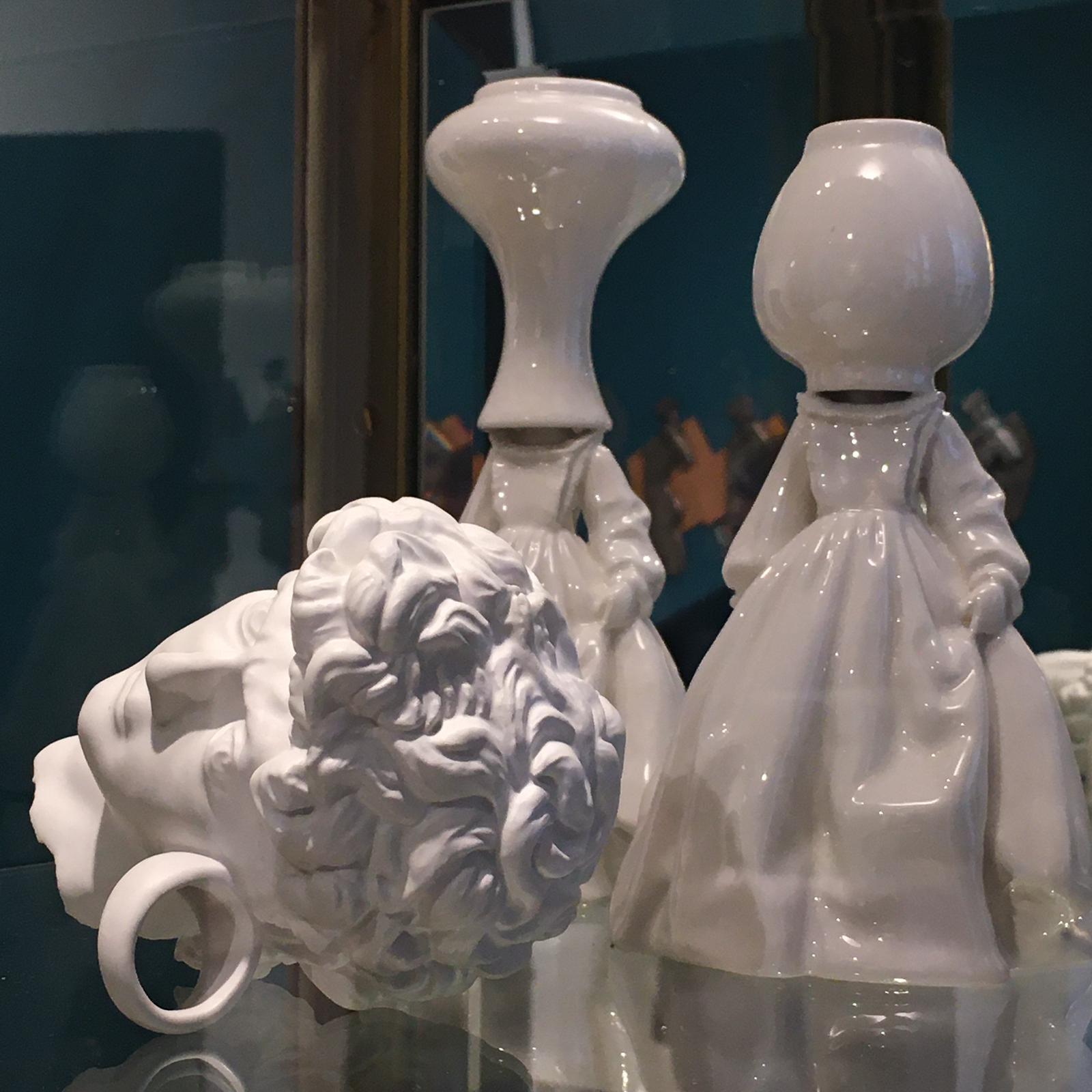 Glazed White ceramic figurine sculpture by Andrea Salvatori Italy Contemporary Unique For Sale