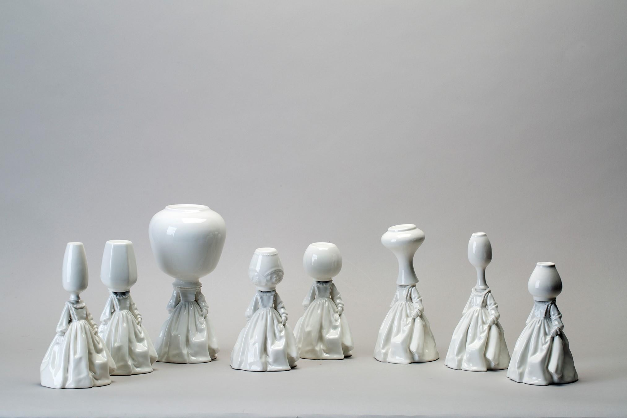 Italian White ceramic figurine sculpture by Andrea Salvatori Italy Contemporary Unique For Sale