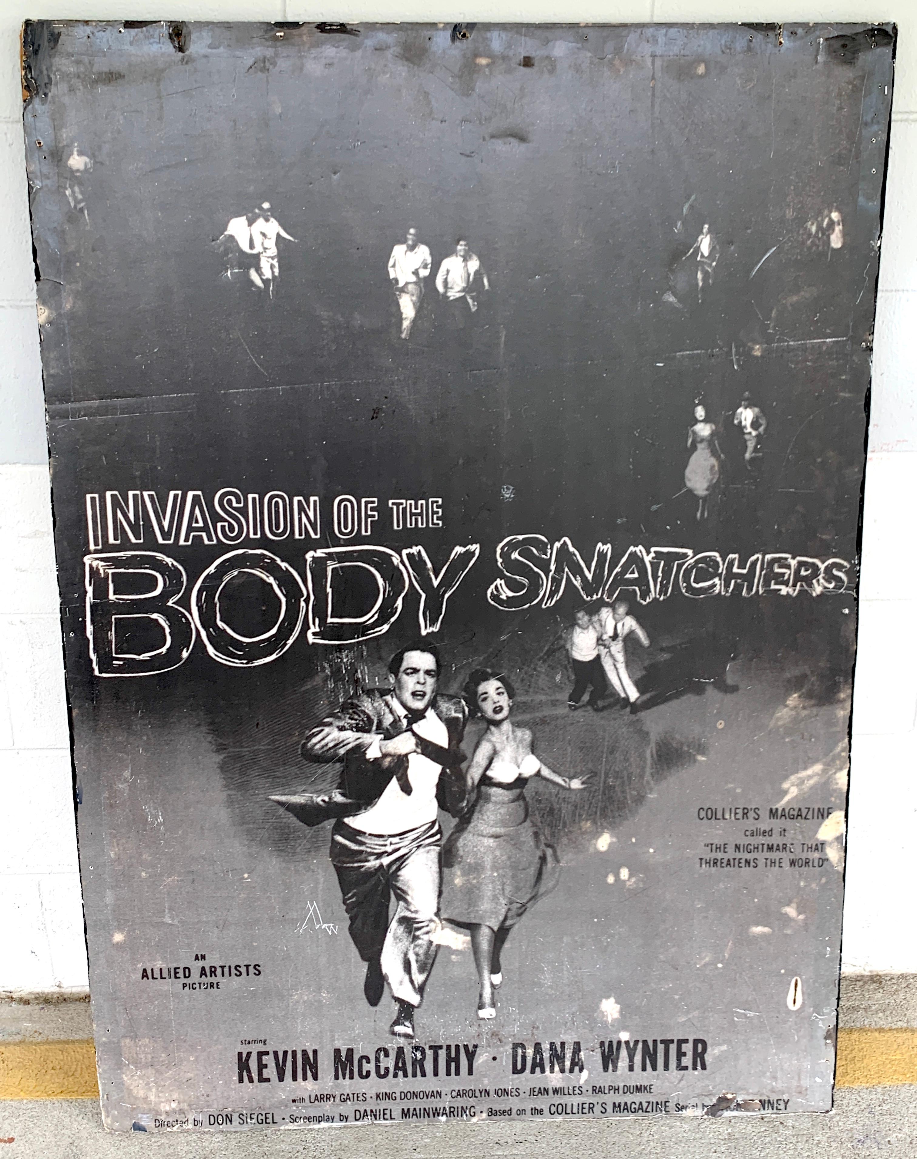Invasion of the Body Snatchers, black & white movie theatre poster, 1956
A rare poster, color versions are available, black and white posters are scarce. This poster for the groundbreaking American science fiction horror film produced by Walter