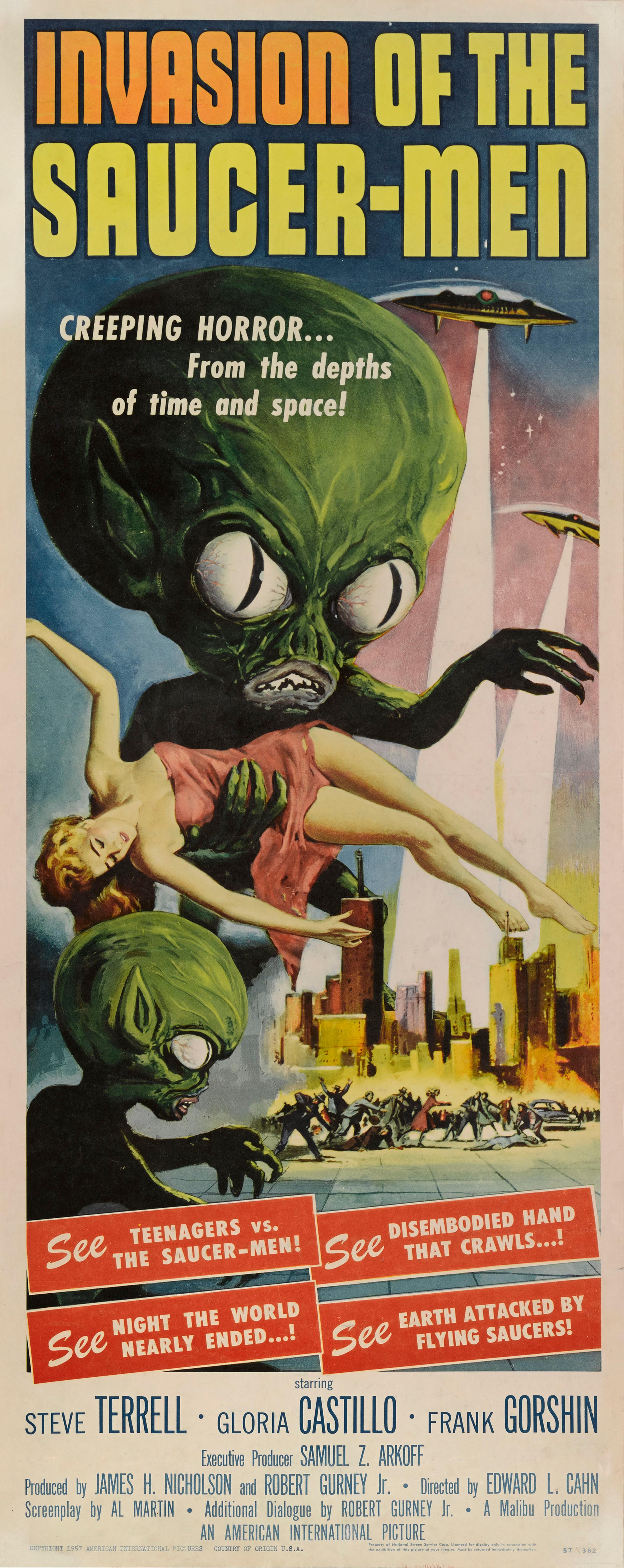 Original US film poster for the 1957 Science fiction movie.
1950s science fiction is populated by monsters and aliens. These fantastic creatures, state of the art in their time, now appear strangely dated, especially on the screen where their