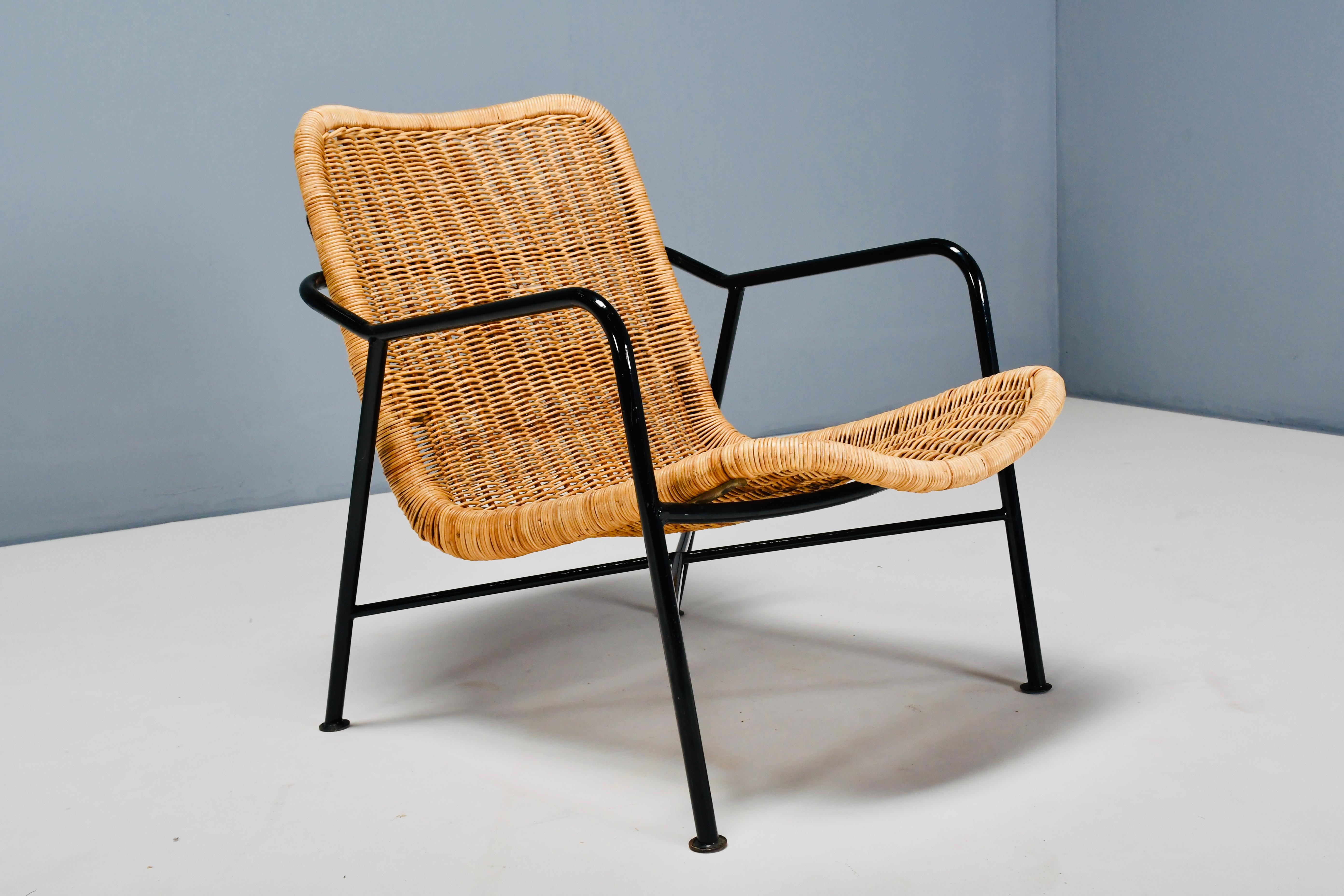 Mid-Century Modern Fauteuil réglable en rotin inventif n° 514 de Dirk van Sliedregt, 1952. en vente