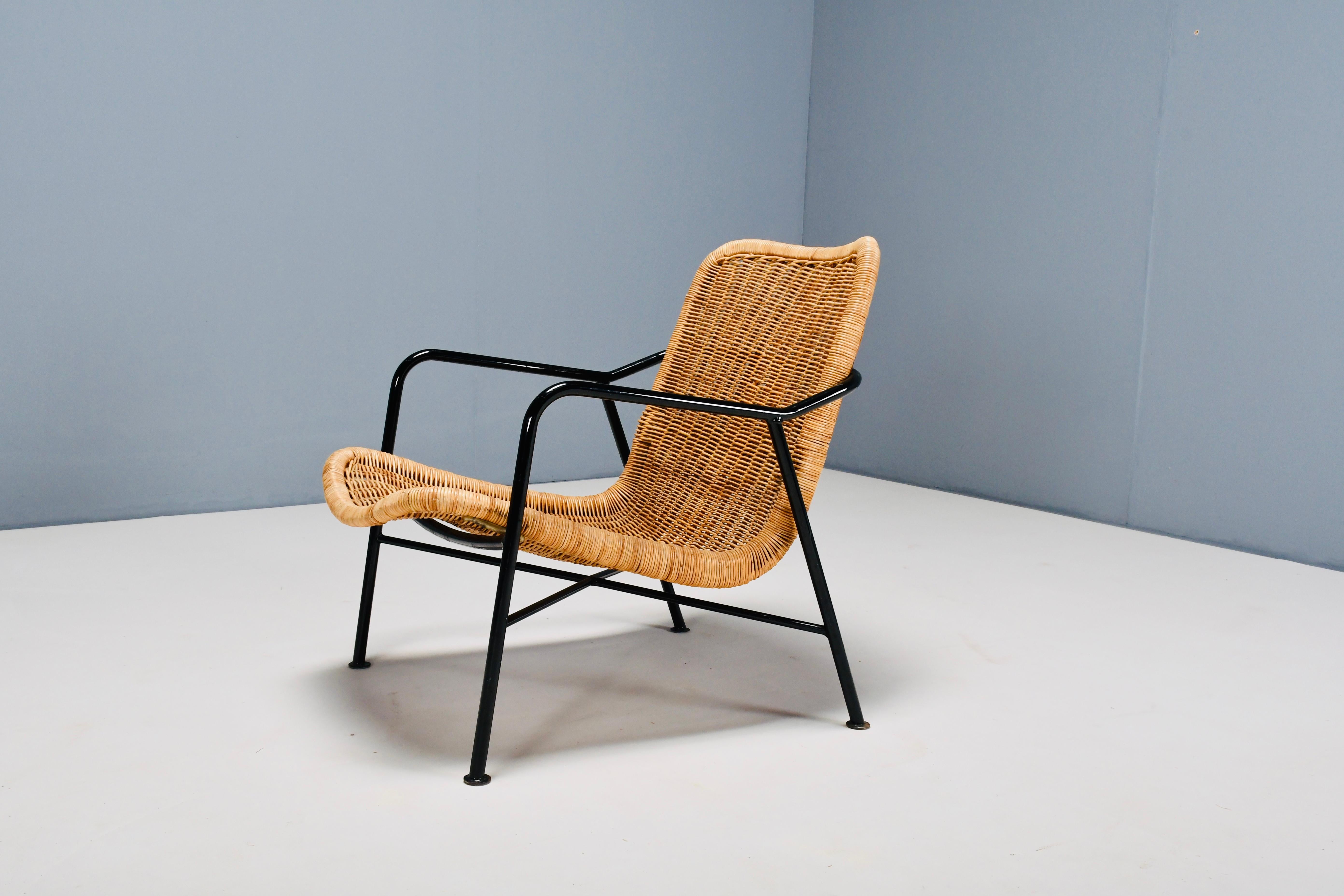 Tissage Fauteuil réglable en rotin inventif n° 514 de Dirk van Sliedregt, 1952. en vente