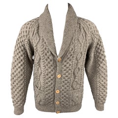 INVERALLAN Größe L Graue Strickwolle Fisherman Cardigan