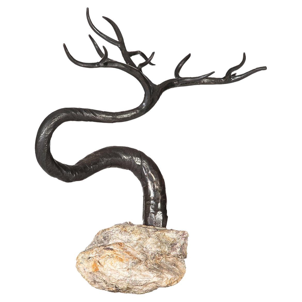 Inverno Winter Bonsai Tree Sculpture Rock Iron en vente