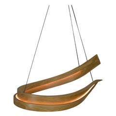 Invert, Curved Wooden Pendant Light with Warm LED Back-Lit Glow