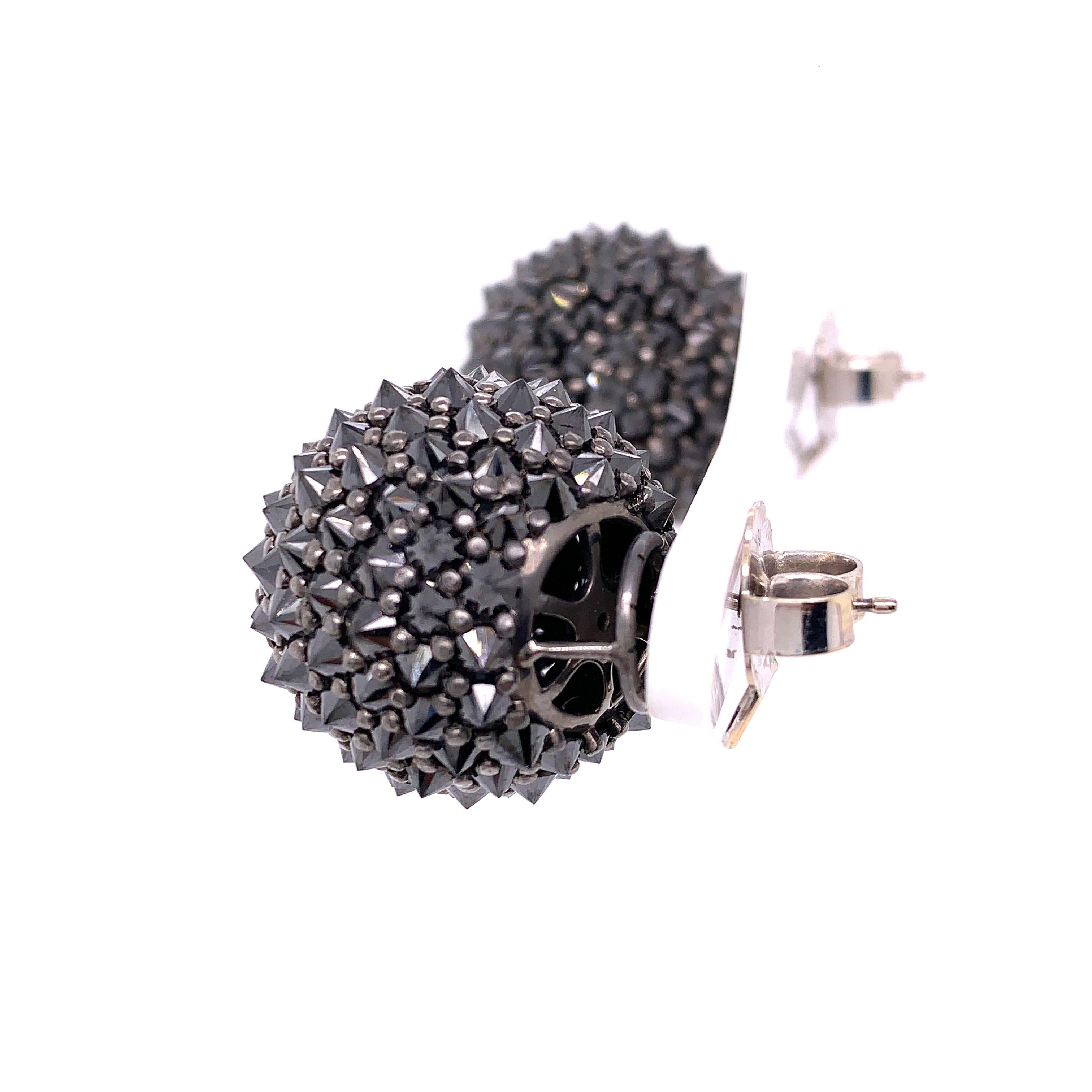 black cluster earrings