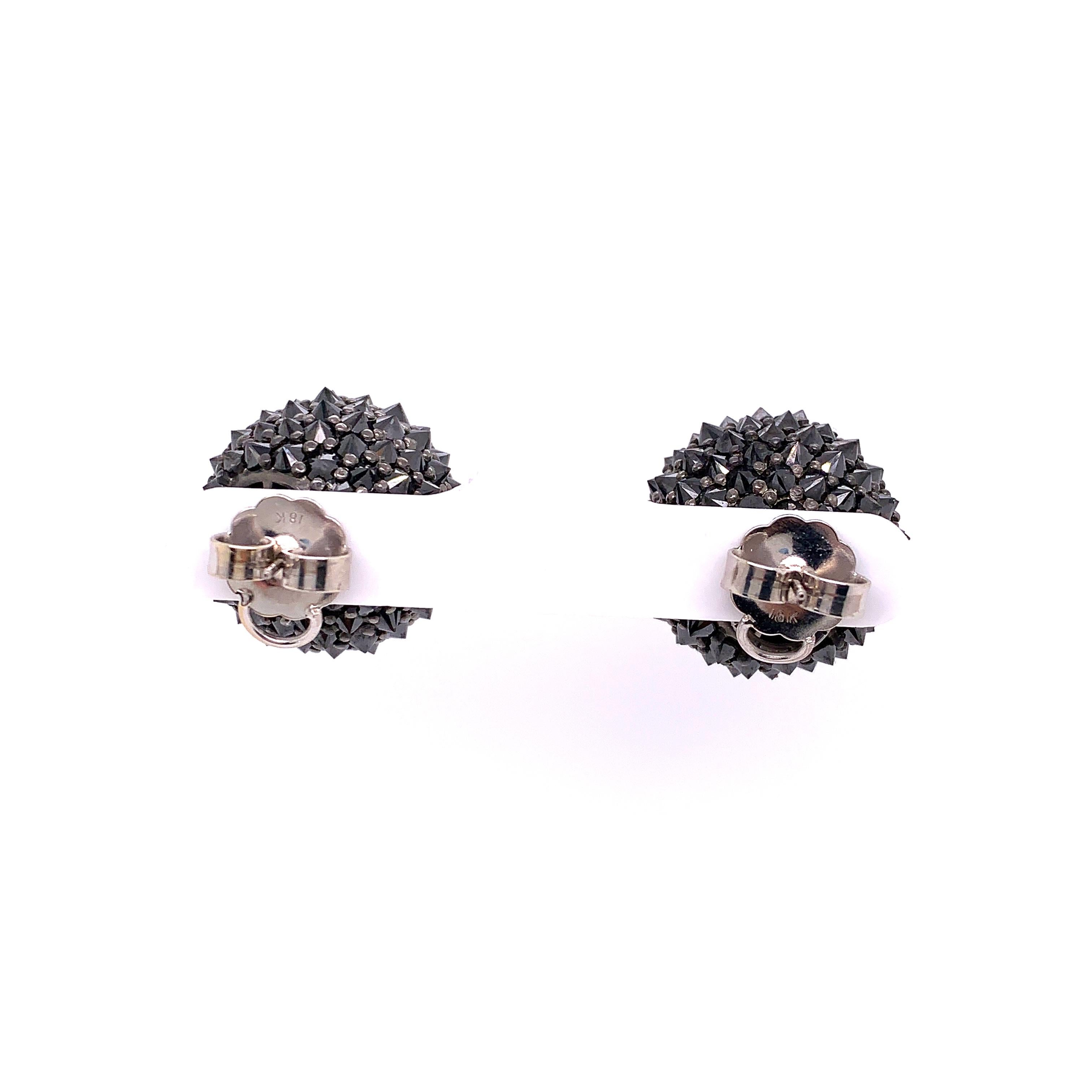 Women's Inverted Black Diamond Cluster Earrings For Sale