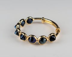 Inverted Blue Sapphire Adjustable Ring in 18K Yellow Gold, Unisex