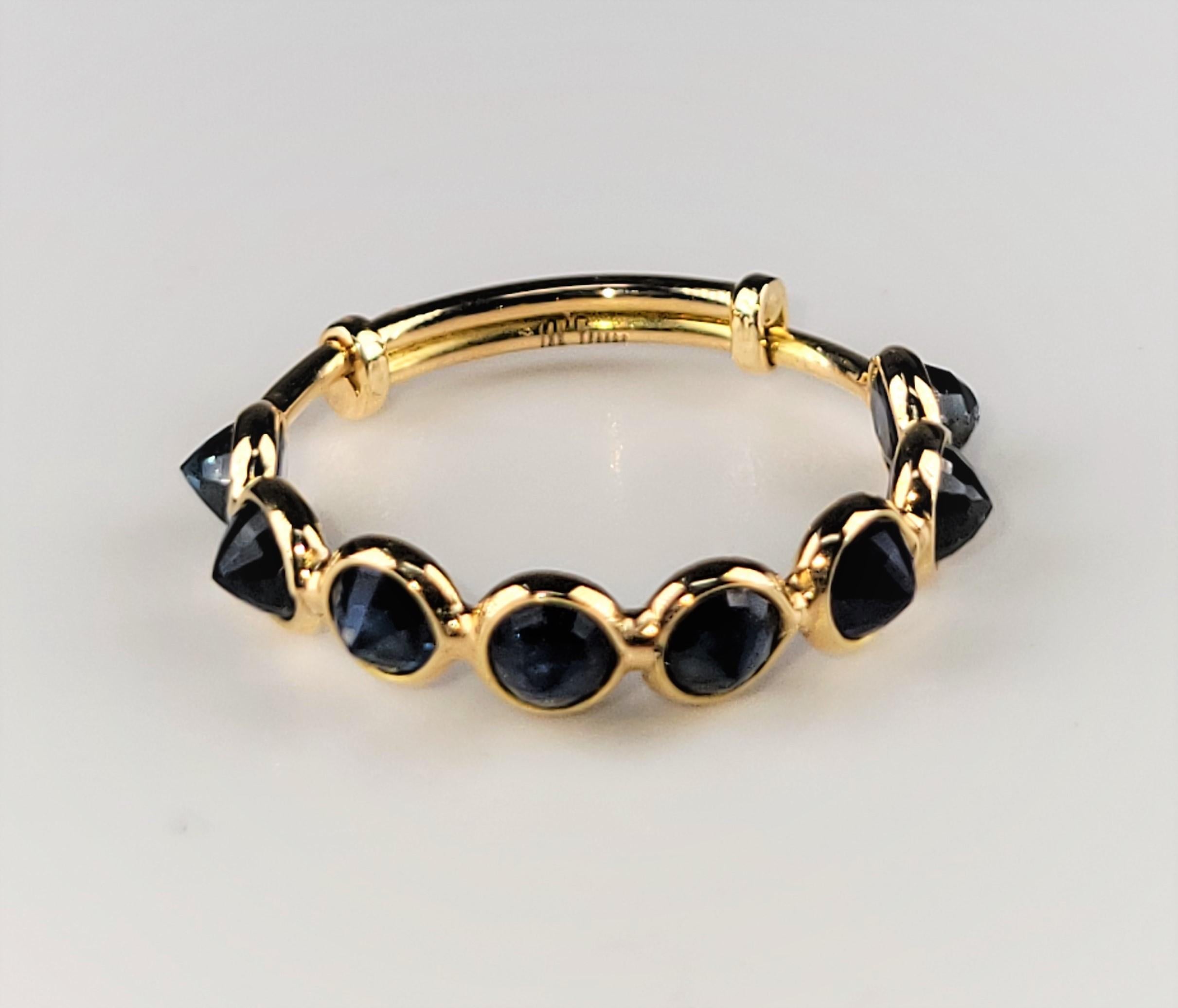 Inverted Blue Sapphire Yellow Gold Ring In New Condition For Sale In Dallas, TX