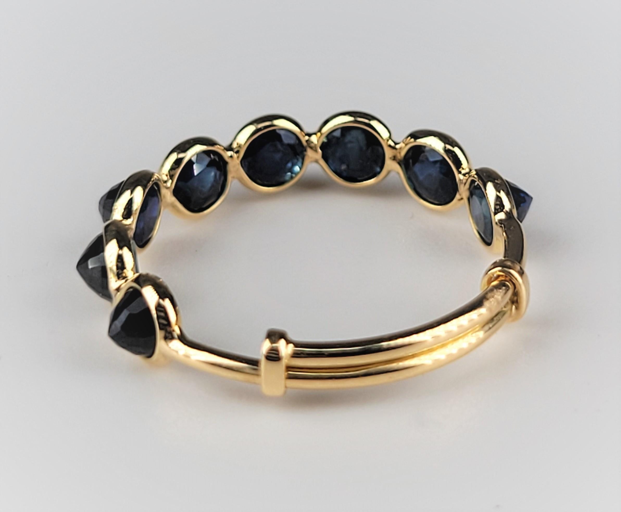 Women's or Men's Inverted Blue Sapphire Yellow Gold Ring For Sale