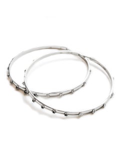 Inverted Diamond Hoops with Round Diamonds in Sterling Silver