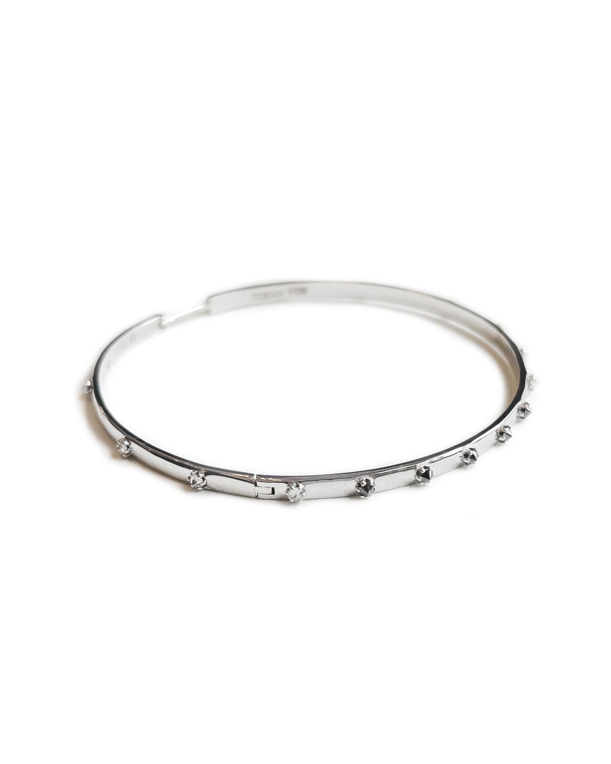Round Cut Inverted Diamond Hoops with Round Diamonds in Sterling Silver For Sale
