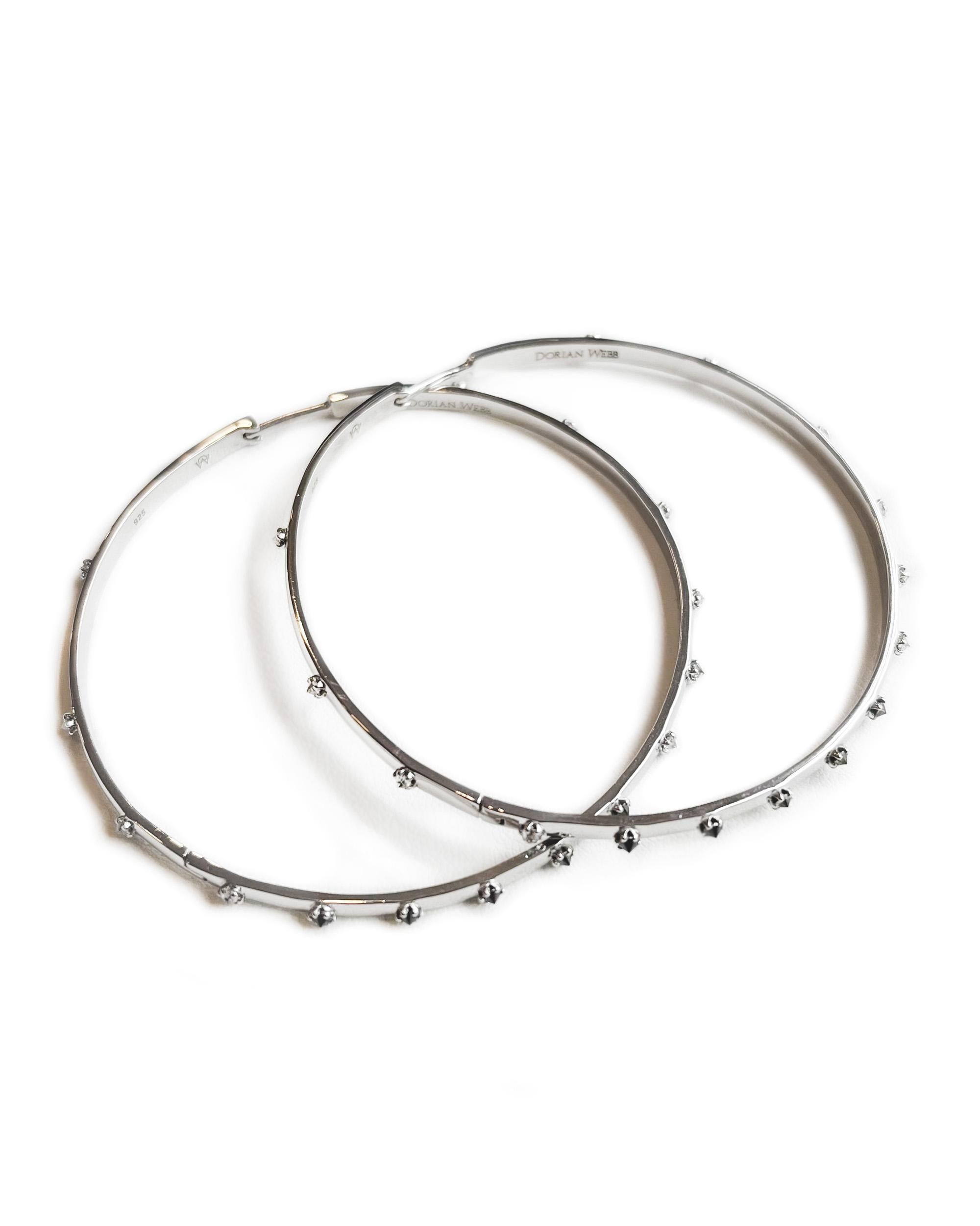 Inverted Diamond Hoops with Round Diamonds in Sterling Silver In New Condition For Sale In Oakland, CA