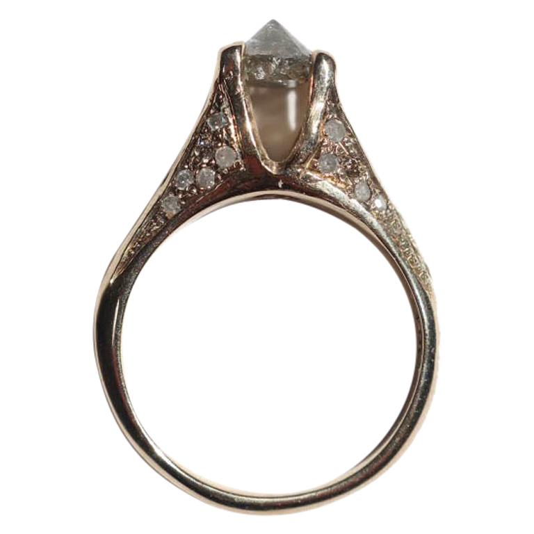 Inverted Grey Diamond Ring in 14 Karat Yellow Gold For Sale at 1stDibs |  inverted diamond ring