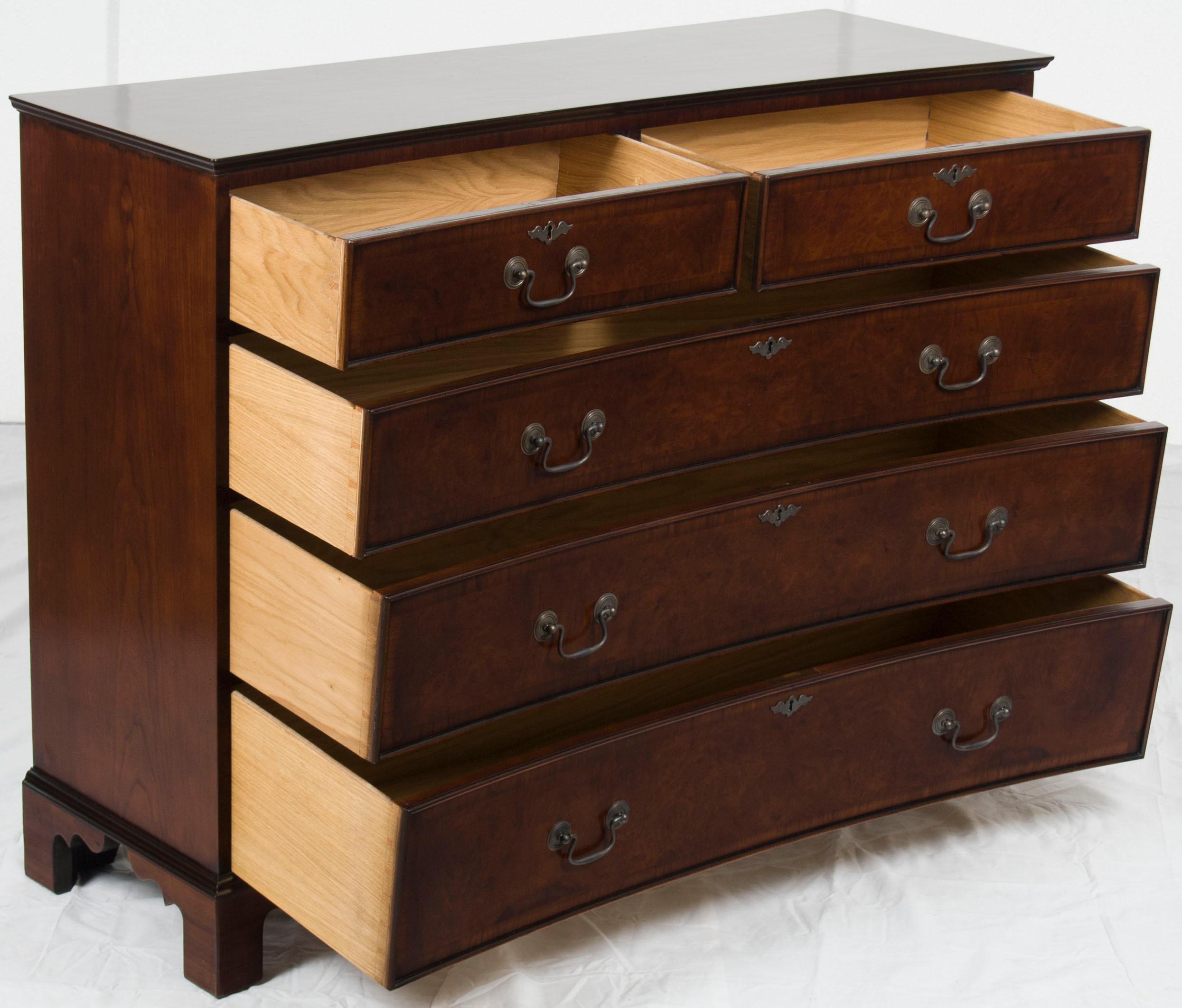 Georgian Inverted or Reverse Bow Front Narrow Chest of Drawers Dresser For Sale