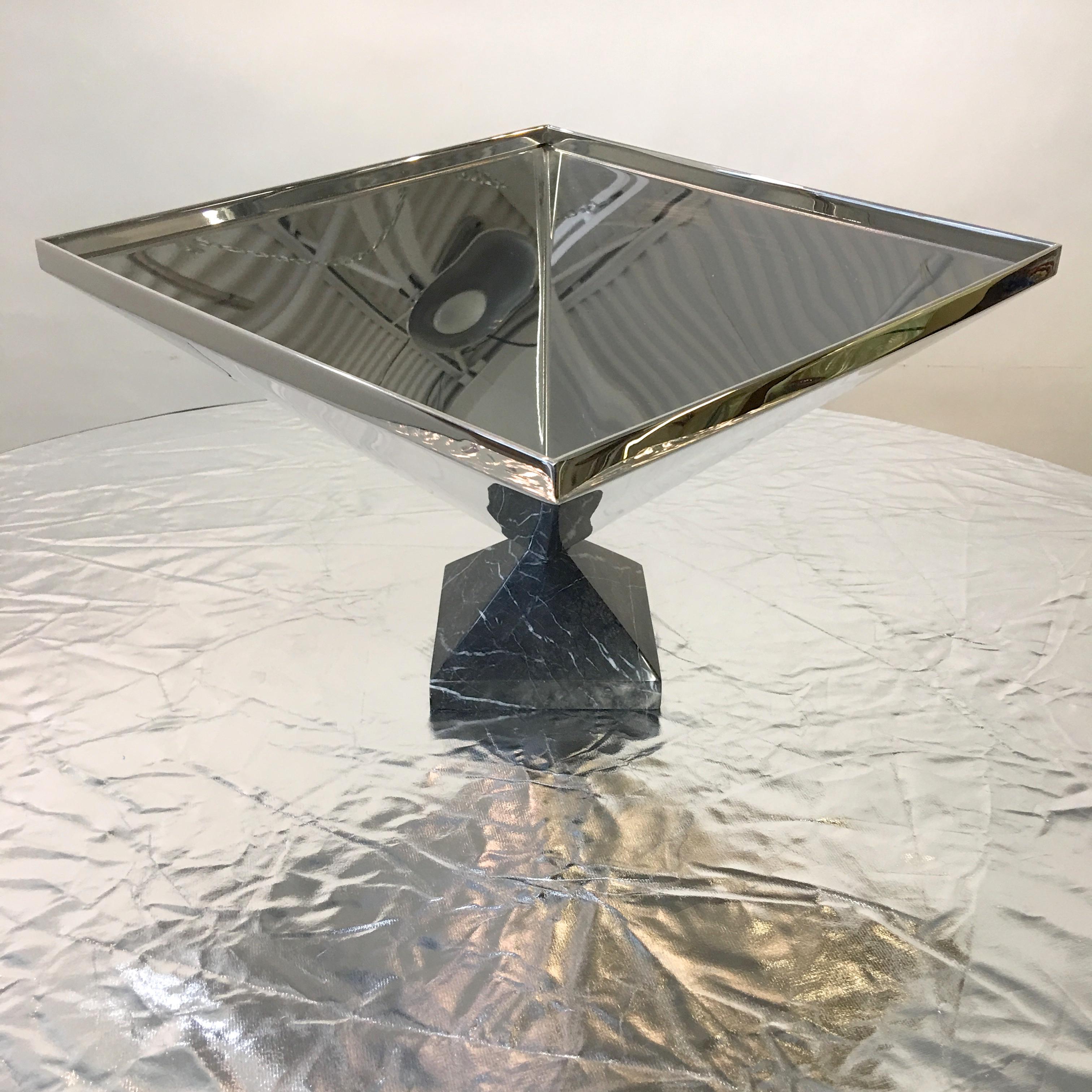 Inverted Pyramid Polished Stainless Centerpiece on Marble Pyramid Base 6