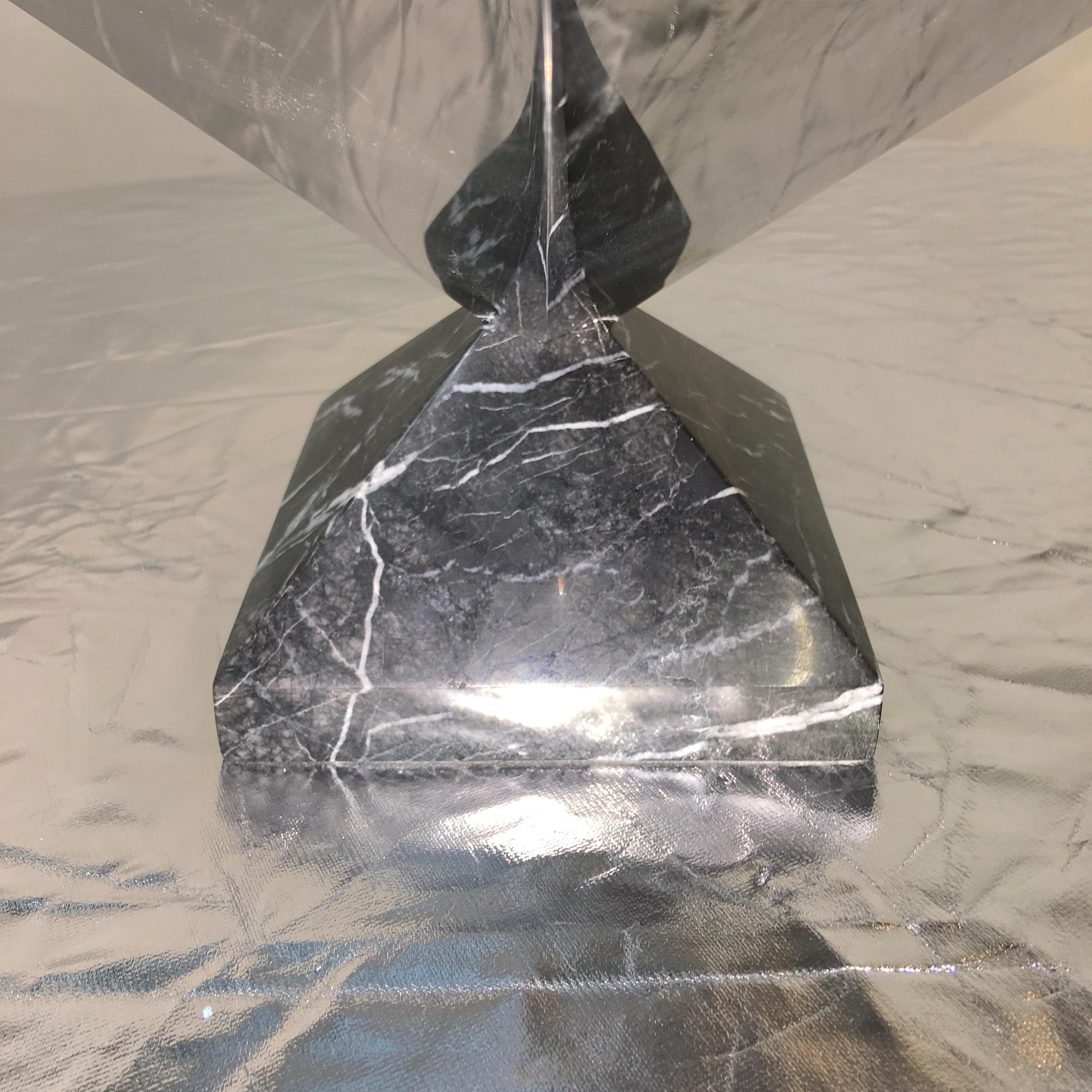 Inverted Pyramid Polished Stainless Centerpiece on Marble Pyramid Base 2