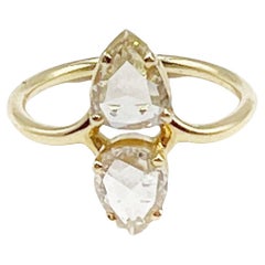 Inverted Rose Cut Diamonds '1.5 TW Karats' and Yellow Gold Ring