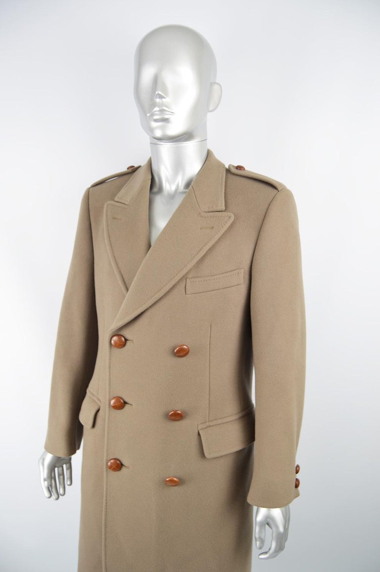 Invertere Men's 1970s Vintage Pure New Wool Beige Double Breasted