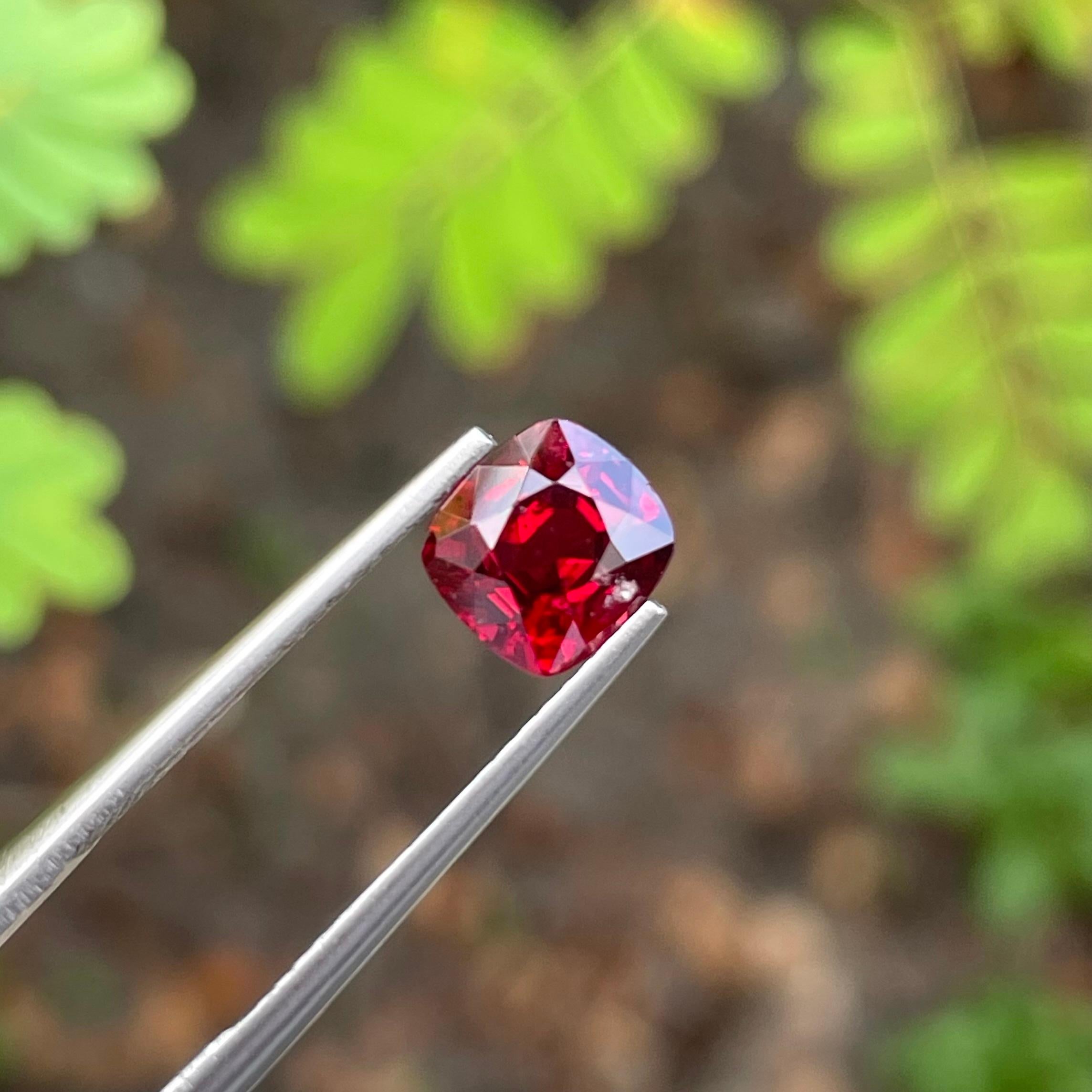 Modern Invest in Fine Quality Red Burmese Spinel 1.55 carats Cushion Cut Natural Gem For Sale