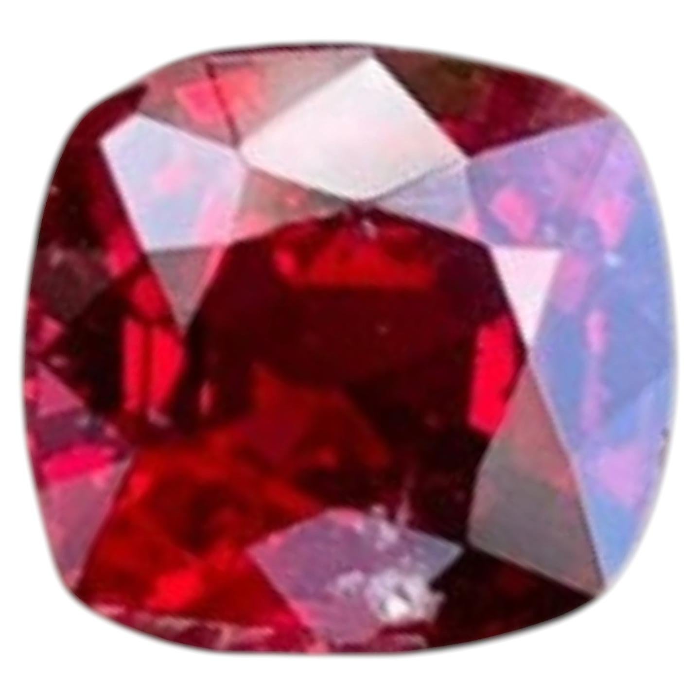 Invest in Fine Quality Red Burmese Spinel 1.55 carats Cushion Cut Natural Gem For Sale