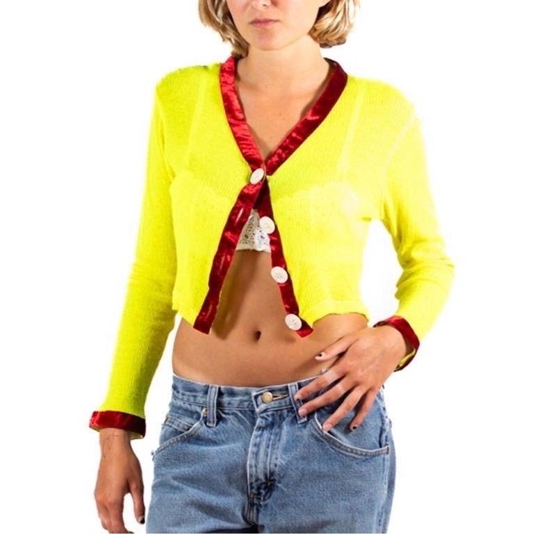 Invest In The Original Voyage  Bright Lime Green & Burgundy Cashmere Blend Swea 1