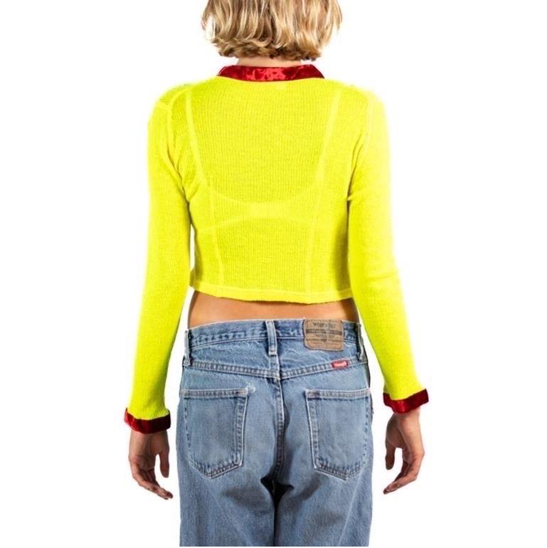 Invest In The Original Voyage  Bright Lime Green & Burgundy Cashmere Blend Swea 2