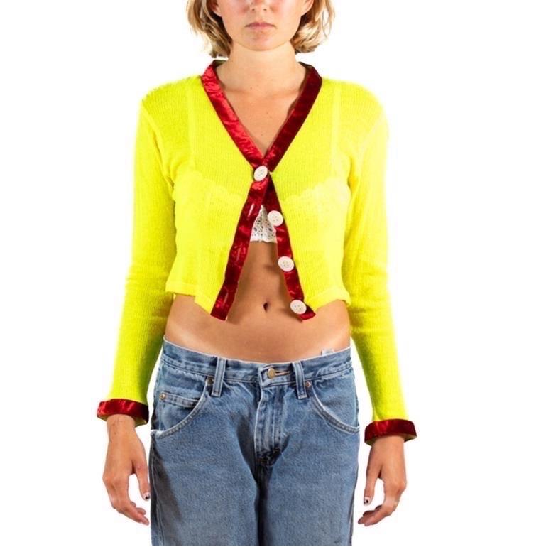 Invest In The Original Voyage  Bright Lime Green & Burgundy Cashmere Blend Swea 3