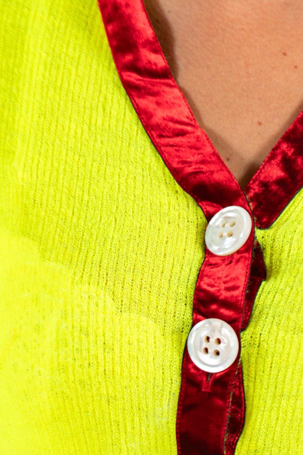 Invest In The Original Voyage  Bright Lime Green & Burgundy Cashmere Blend Swea 4
