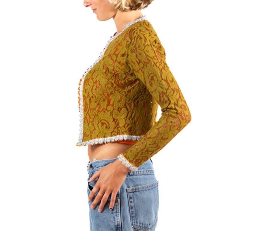 Invest In The Original Voyage  Olive Green & Silver Wool Blend Sweater In Excellent Condition For Sale In New York, NY