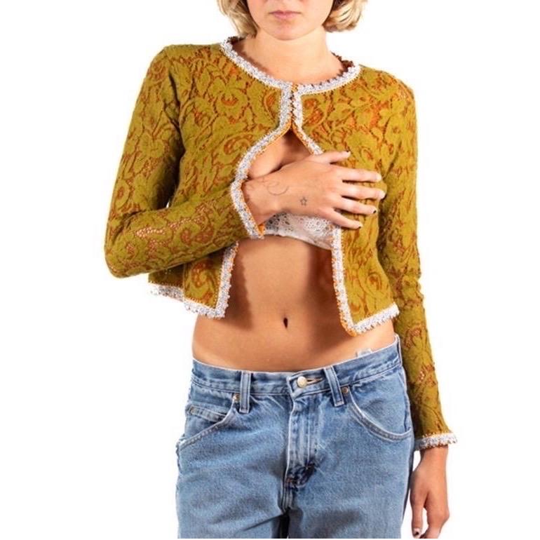 Invest In The Original Voyage  Olive Green & Silver Wool Blend Sweater For Sale 1