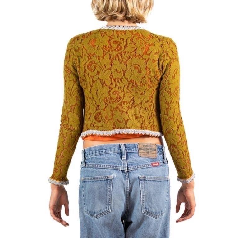 Invest In The Original Voyage  Olive Green & Silver Wool Blend Sweater For Sale 2