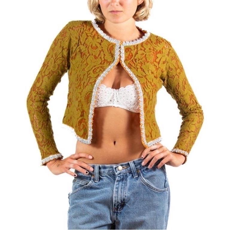 Invest In The Original Voyage  Olive Green & Silver Wool Blend Sweater For Sale 3