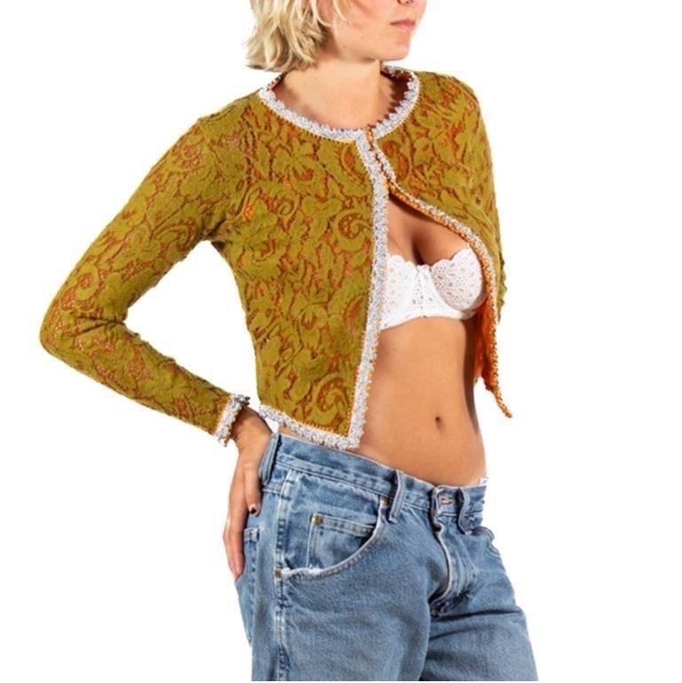 Invest In The Original Voyage  Olive Green & Silver Wool Blend Sweater For Sale 4