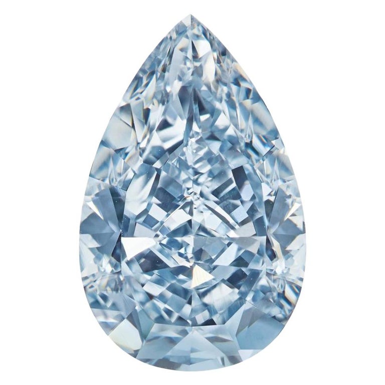 GIA Certified Fancy Intense Blue 0.36 Carat Pear Cut Natural Diamond ...