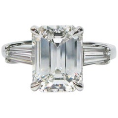 GIA Certified 2.30 Carat Emerald Cut Platinum Diamond Ring