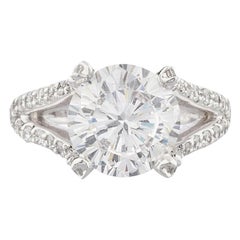 GIA 4 Carat Round Brilliant Cut Diamond Ring 